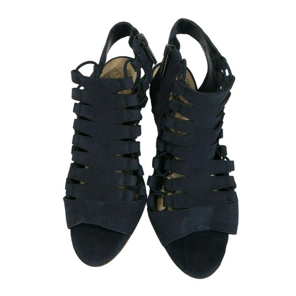 Vince Camuto Eliaz Lace Up Strappy Dress Sandal Cone heel Women's Size 5.5 Navy - Picture 3 of 8